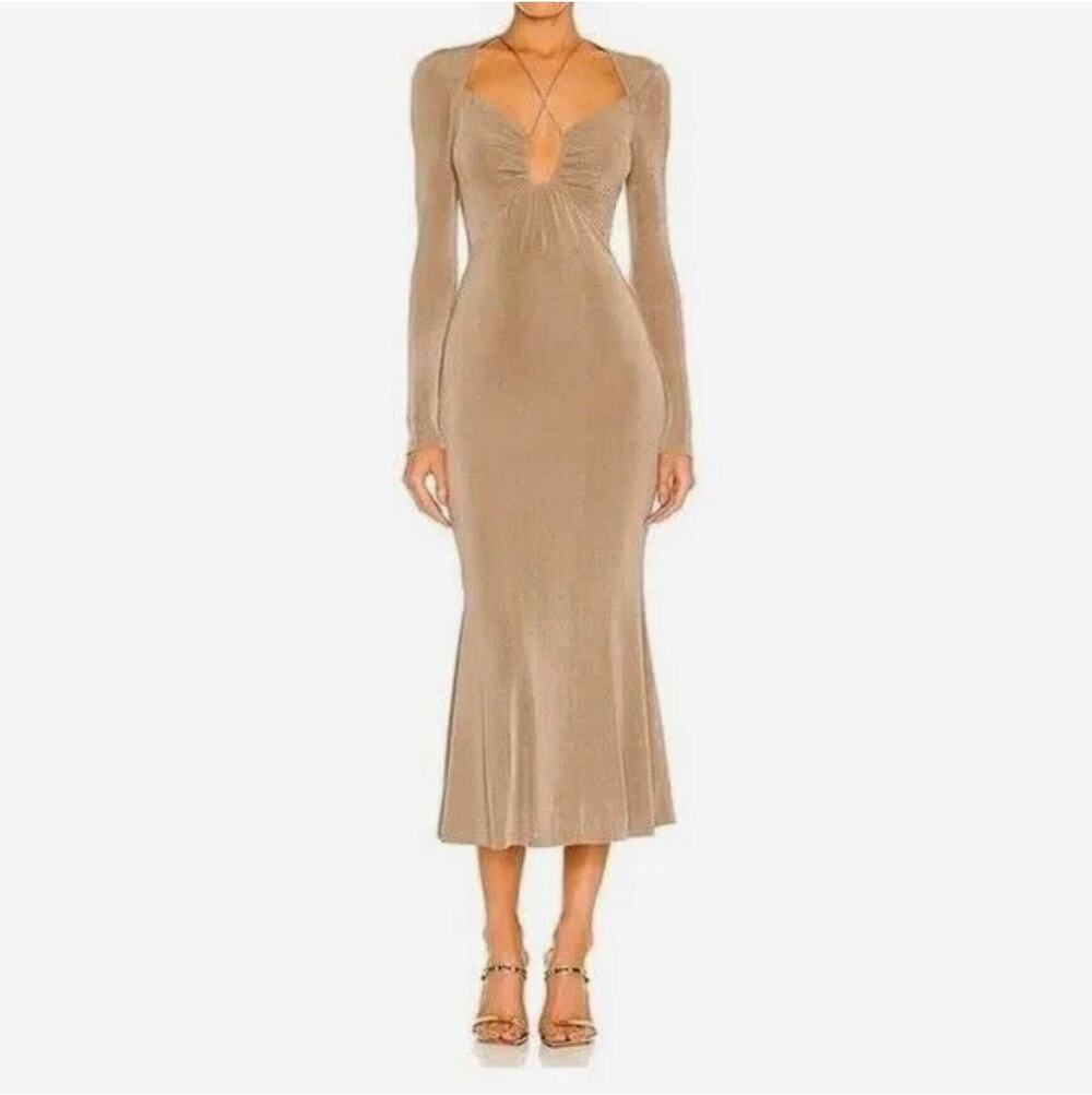 Jason Wu Engracia Tan Long Sleeve Plunge Long Sleeve Midi Dress Size XS